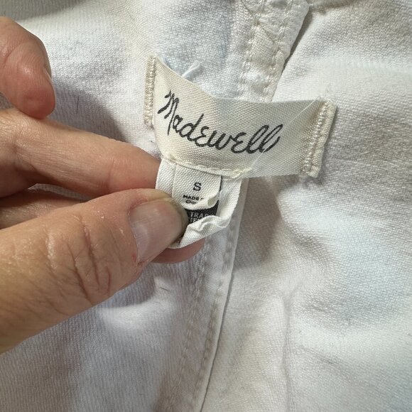 MADEWELL White Denim Shorts Overalls Size Small Raw Hem - Picture 10 of 11